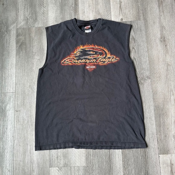 Harley-Davidson Other - Vintage 2005 Harley-Davidson Screamin' Eagle Sleeveless Tank‎ Top Flame Design L